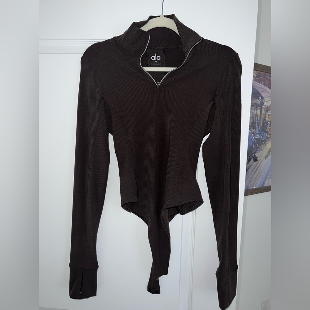 Alo chocolate brown ribbed bodysuit